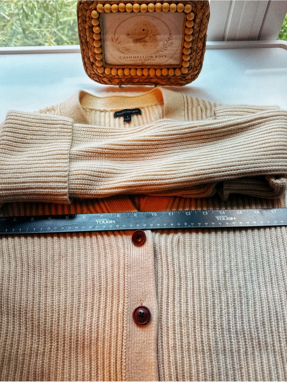 π€ Banana Republic Ivory Cashmere Merino Rib Knit Cardigan S - Picture 8 of 11